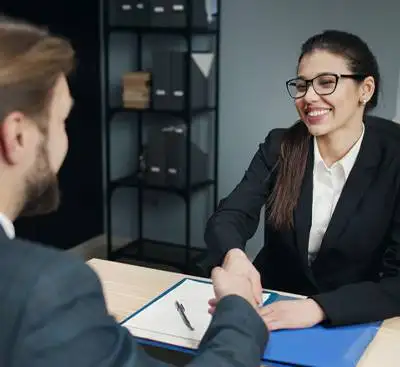 Handshake during a job interview.